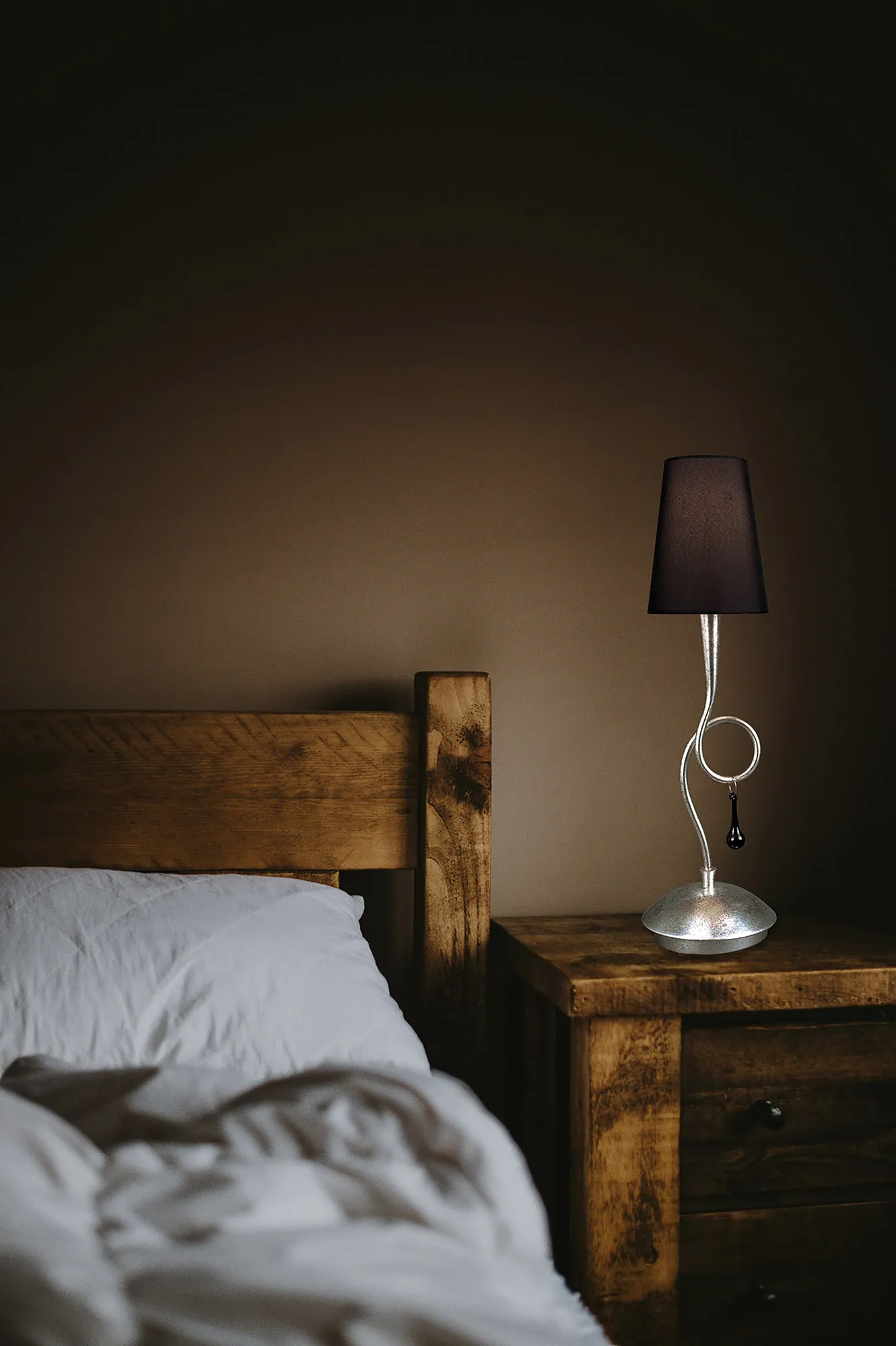 Paola Silver-Black Table Lamps Mantra Shaded Table Lamps